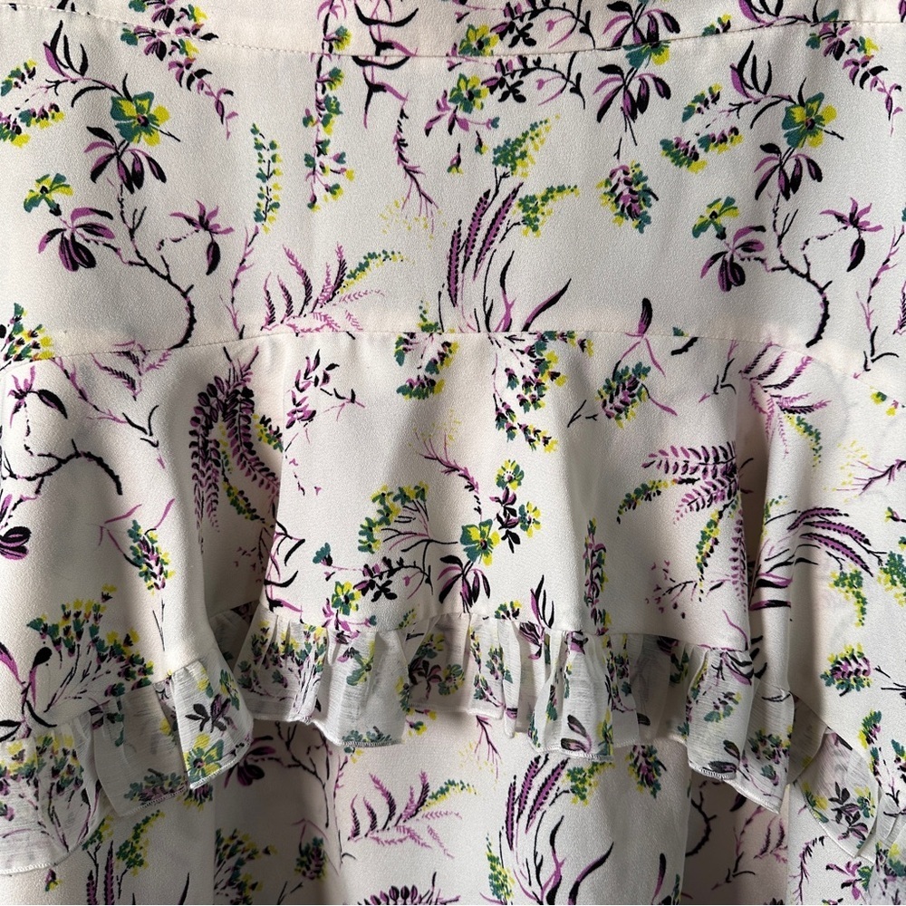 Topshop Floral Ruffle Mini Skirt Tiered Ivory Multi Cottagecore US 6 - Picture 5 of 10